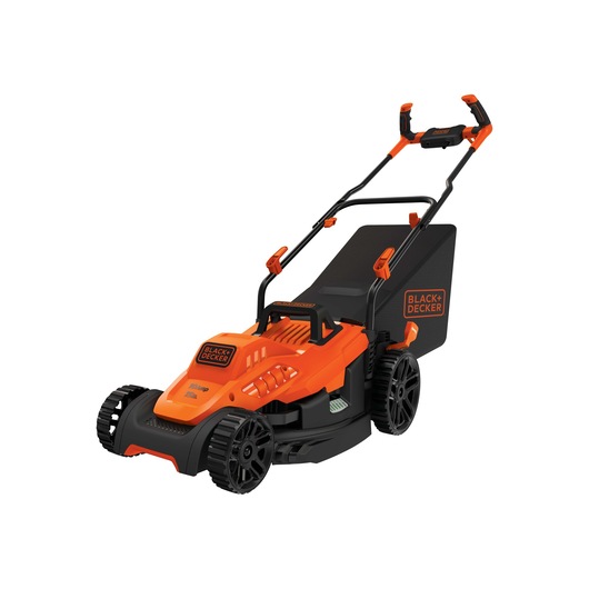 10 Amp 15 inch electric lawn mower with comfort grip handle.