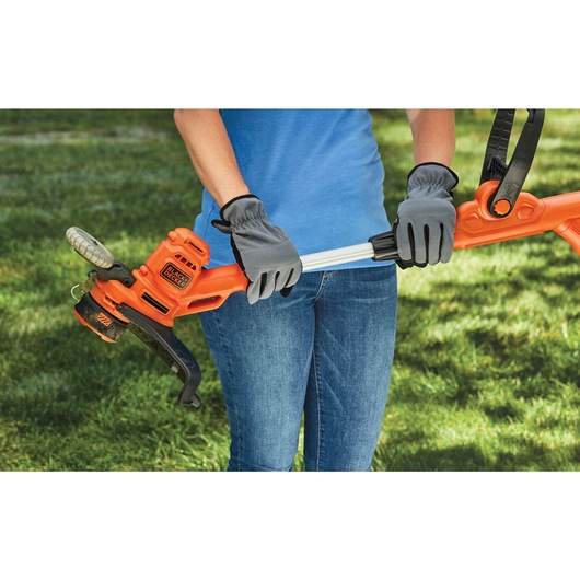 adjustable handle and height positions feature of 6.5 Amp 14 inch A F S Electric String Trimmer Edger.