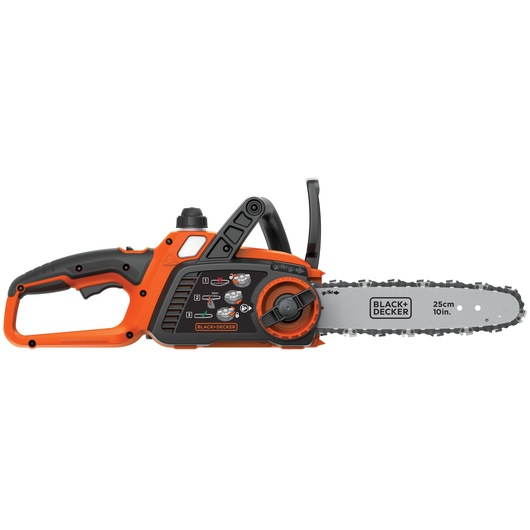 Profile of Lithium 10 inch chainsaw.