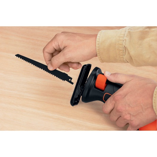 Sharp cutting blade feature of black and decker saber saw.